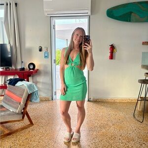 Olivaceous Green Sleeveless Dress